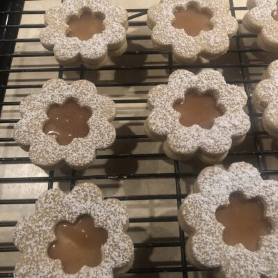 Caramel Filled Linzer Cookies